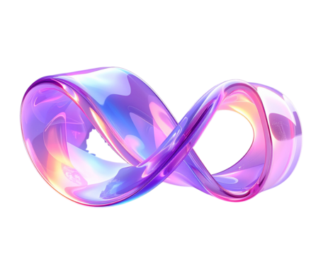  3d glass holographic liquid transparent ribbon wave line render. Abstract fluid gradient tape. Fluid flow curve shape with flare and motion effect in purple pink light hologram - Powered by Adobe