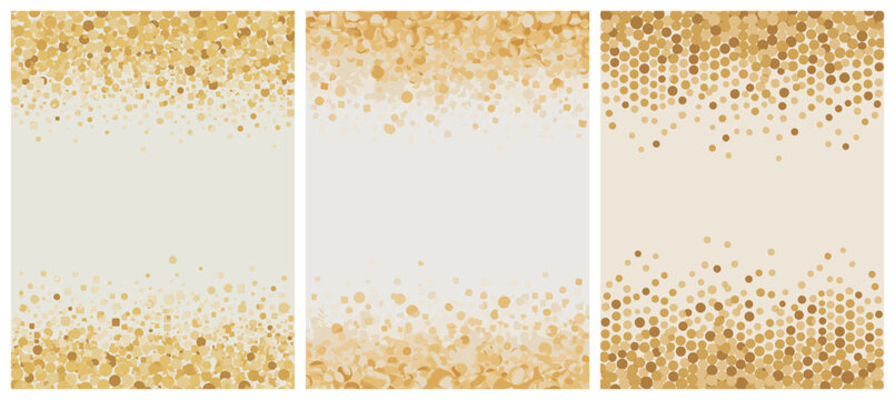 Abstract Gold Confetti Falling on Cream Background.
