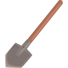 Simple Wooden Handle Metal Shovel Tool With A Gray Square Head On A Transparent Background