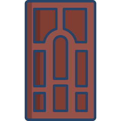 Simple Wooden Door With Blue Outline And Geometric Paneling Design Isolated On White Background