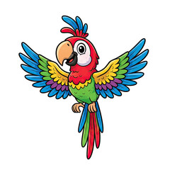 Obraz premium Vibrant Cartoon Macaw Parrot With Open Wings Isolated On Transparent Background Detailed Feather Colors And Playful Expression