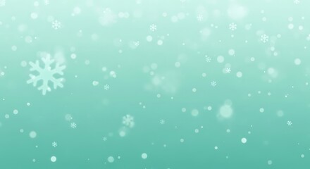 Magical sparkling snowflakes falling gently on an abstract teal background creating a dreamy and festive winter illustration
