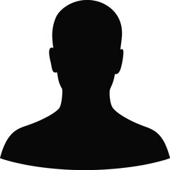 Generic profile silhouette, head and shoulders icon, avatar placeholder, black vector illustration, person outline, user identity, white background