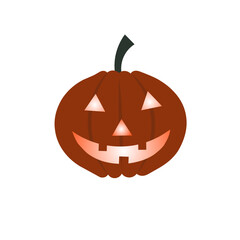 Cute Glowing Jack O'Lantern Halloween Vector. Smiling Pumpkin Face Halloween Illustration. Glowing Carved Pumpkin Cartoon Vector