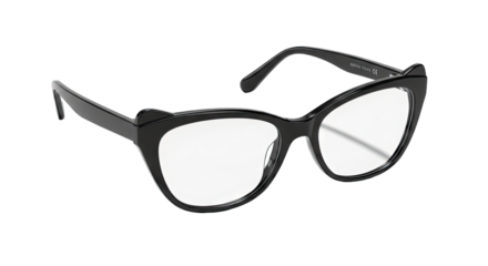 Stylish Black Cat Eye Glasses With Clear Lenses And Black Frames For Women On Transparent Background