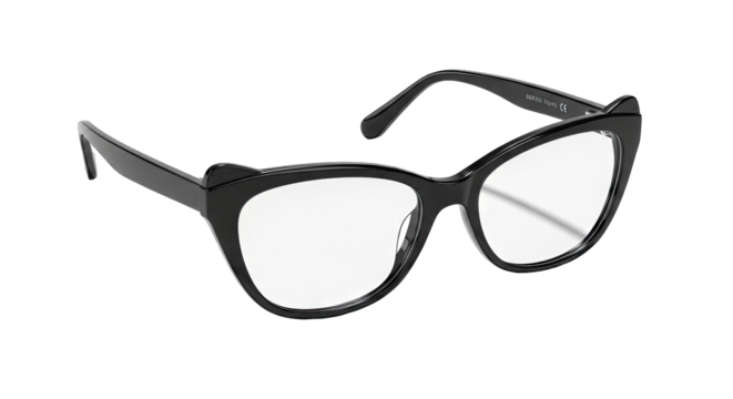 Stylish Black Cat Eye Glasses With Clear Lenses And Black Frames For Women On Transparent Background
