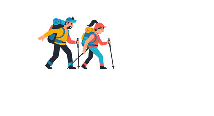 Hikers Ascending Into Nature, Representing Adventure, Partnership, and Exploration, Together