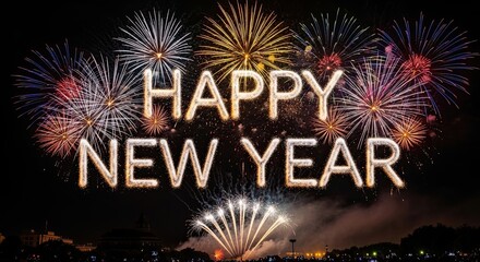 Happy New Year Celebrations with Brilliant Fireworks Display