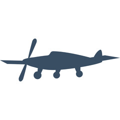 Single engine propeller airplane silhouette isolated on white background vintage aviation transport classic aircraft design