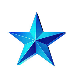 Obraz premium Three Dimensional Blue Star Shape Isolated on a Black Background with Subtle Light Reflections Representing Success or Quality
