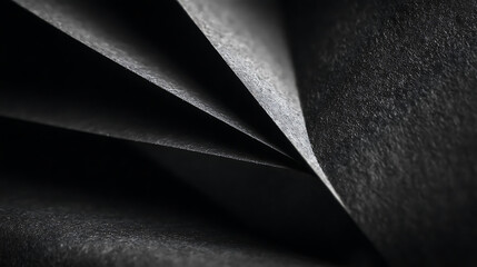 Abstract black paper folds texture with dramatic light and shadow image