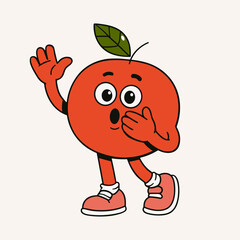 An Apple mascot with an excited expression
