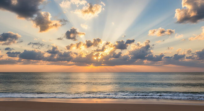 Sunrise over ocean horizon