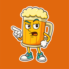 Angry beer cartoon mascot illustration icon