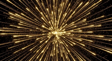 Abstract Golden Starburst Explosion Light Streaks