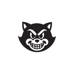 Bold black and white illustration of a smiling raccoon face design
