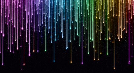 Abstract Rainbow Streaks Falling Lights Particles Background