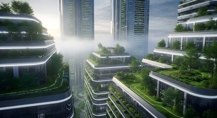 Modern terraced eco architecture featuring layered landscaping and sustainable building design