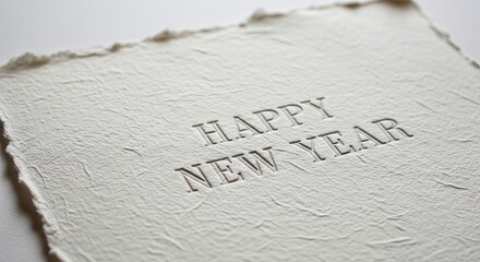 A Textured Card Greeting Happy New Year In Embossed Letters