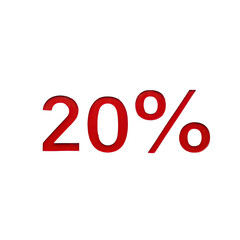 Twenty Percent Discount Symbol Isolated On Black Background With Red Numerals And Green Percent Sign For Promotion And Sale Advertising
