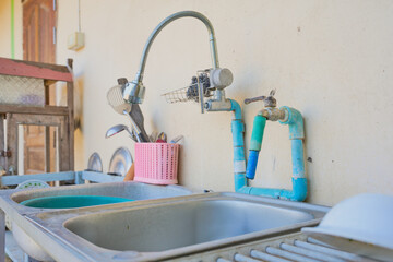 The sink outside the kitchen