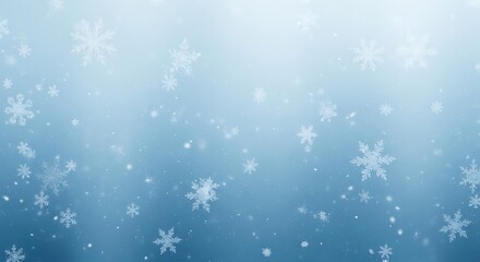 Serene light blue winter background featuring a gentle cascade of shimmering snowflakes, creating a tranquil and festive atmosphere perfect for holiday designs and seasonal greetings