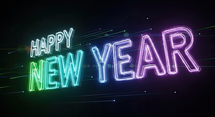 Happy New Year Animated Neon Lights Text Effect
