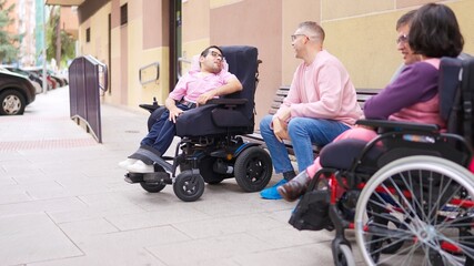 Diverse friends talking outdoors, promoting inclusion and accessibility