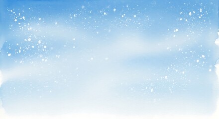 Fototapeta premium Gentle watercolor background featuring delicate white speckles, creating a serene blue gradient and dreamy abstract texture. Ideal for peaceful designs, winter themes, and tranquil creative projects