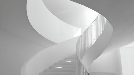 Minimalist white spiral staircase with smooth curves and railing image