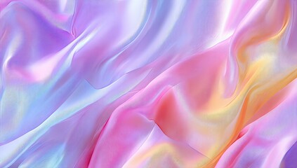 Obraz premium Abstract view of flowing iridescent silk with gradient colors and soft folds