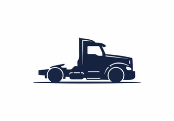 Semi truck tractor unit silhouette vector illustration heavy cargo transport logistics service industry icon design element
