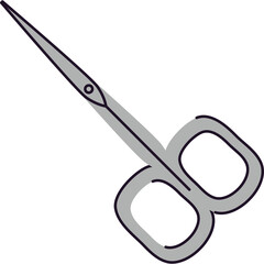 Small Silver Nail Scissors with Pointed Blades and Finger Loops Isolated on White Background for Precision Grooming and Crafting Needs
