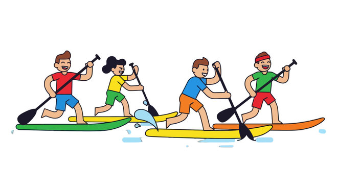 Joyful Companions Surfing Together Enjoying Water Sports Activities On Black Background