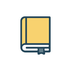 Closed Book with Bookmark – Line & Color Icon
A minimal icon of a closed yellow book with a dark blue outline and a central bookmark—ideal for apps, websites.

