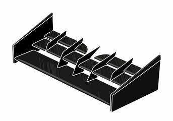 Isometric vector illustration of a massive truck rear diffuser component emphasizing aerodynamic performance and heavy duty automotive racing parts design element