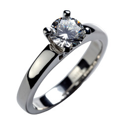 Elegant Platinum Solitaire Diamond Engagement Ring Studio Shot With Black Background