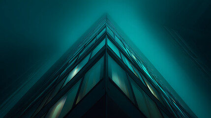 Teal skyscraper geometric perspective architecture glass