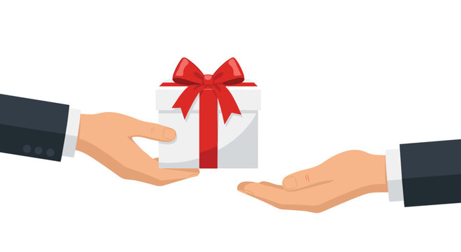 Presenting a special gift with a red ribbon, perfect for corporate gratitude or holiday cheer, delivered with care and appreciation now