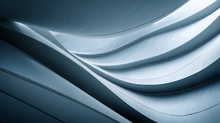 Smooth flowing architectural curves in cool blue tones abstract architecture