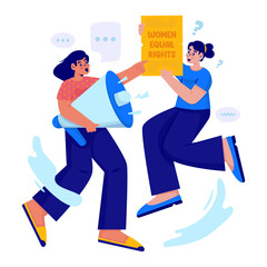 Freedom of Speech on Equal Rights for Women Vector Illustration
