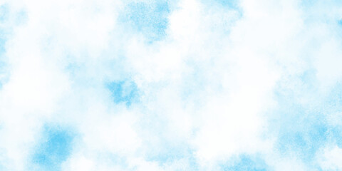 Refreshing sky blue watercolor texture with smooth  clouds or fog,  dreamy blue sky with watercolor white stains patterns for artistic design projects.
