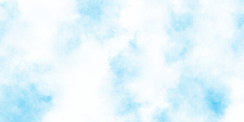 Refreshing sky blue watercolor texture with smooth  clouds or fog,  dreamy blue sky with watercolor white stains patterns for artistic design projects.
