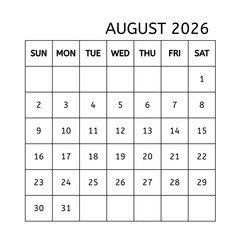 Calendar 2026 for planning and business.