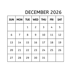 Calendar 2026 for planning and business.