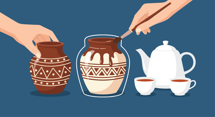 Creative ceramic painting and tea time vibes evoke cozy afternoons, perfect for DIY projects and artistic inspiration in your next design project