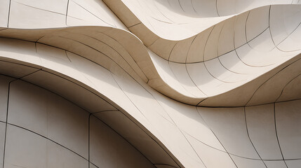 Smooth beige curves with dark lines abstract architectural