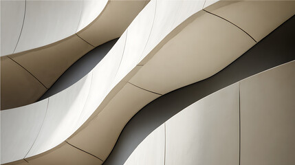 Smooth flowing curves of a modern building facade in neutral tones architecture abstract
