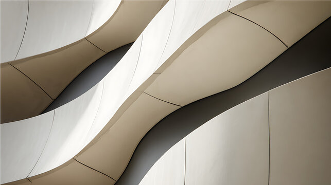 Smooth flowing curves of a modern building facade in neutral tones architecture abstract