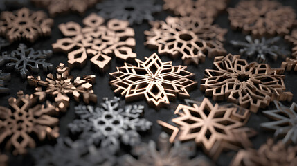 Metallic snowflake pattern render, geometric luxury and clean modern aesthetic
